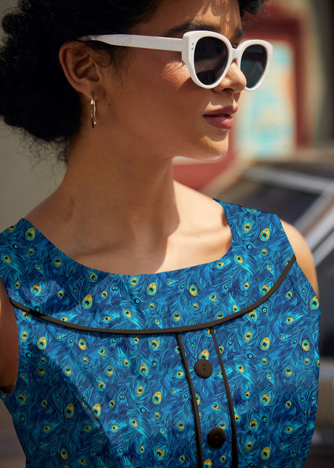 Elizabeth-klänning i påfågelmönster