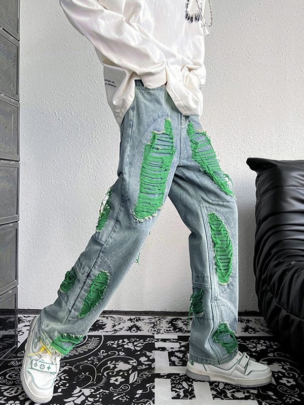 Zerrissene, ausgefranste Jeans für Herren