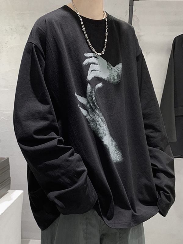 Loses Sweatshirt mit Handdruck für Herren