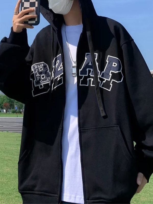 Übergroßer Kapuzenpullover für Herren mit Kontrastfarbendruck