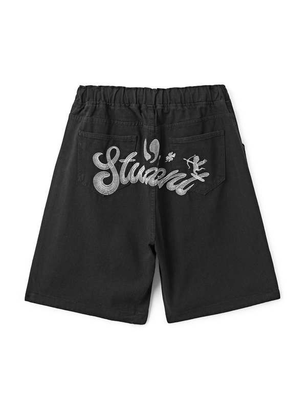 Herren-Shorts mit Vintage-Stickerei-Print und dehnbarer Taille