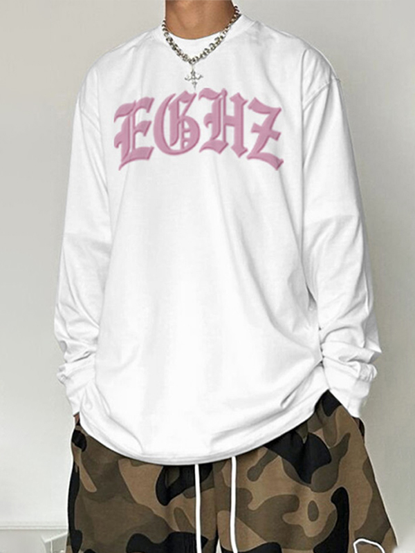 Herren-Langarm-T-Shirt mit Stern-Buchstaben-Print