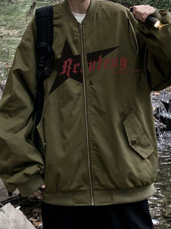 Herren-Cargojacke mit Sternenmuster und Reißverschlusstasche