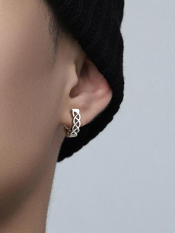 Ausgehöhlter, gewebter Styling-Creolen-Ohrring für Herren