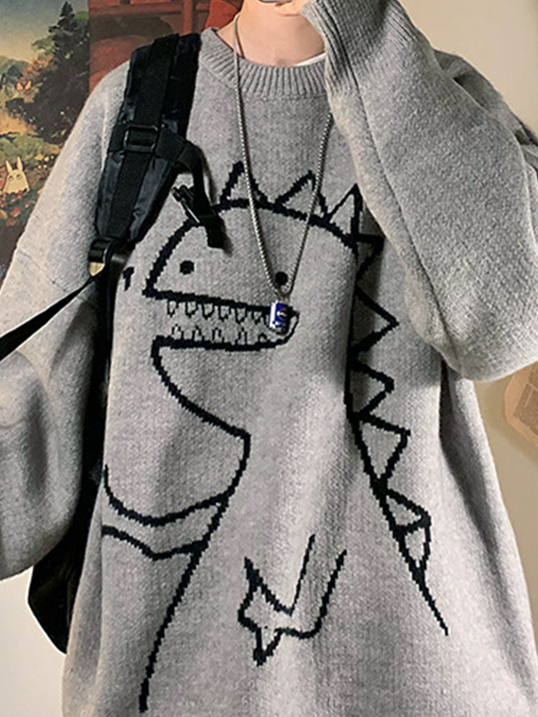 Cartoon-Dinosaurier-Pullover für Herren