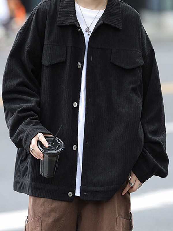 Herren-Vintage-Jacke aus braunem Cord mit Reverskragen