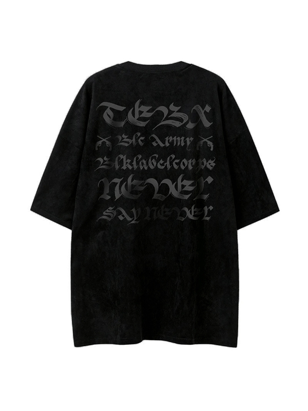 Herren-Kurzarm-T-Shirt mit Vintage-Wildleder-Buchstaben-Print