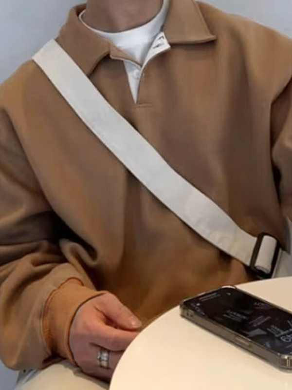 Solides Herren-Sweatshirt mit Reverskragen