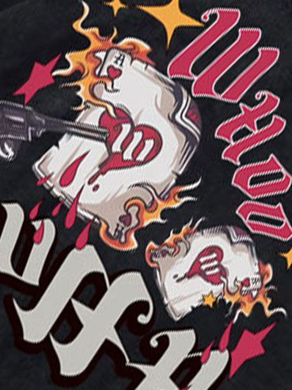 Kurzärmliges Herren-T-Shirt mit Distressed-Print und Tattered-Saum-Kapuze