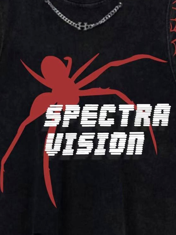 Zerrissene Weste mit verwaschenem Spinnenmuster für Herren