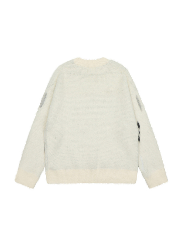 Herren Vintage Abstrakter Kitty Jacquard Pullover Pullover