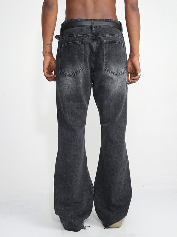 Lose Herrenjeans mit Vintage-Waschung und Reißverschlussdekor