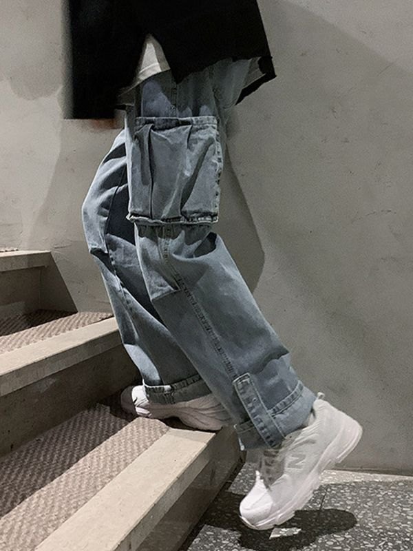 Lose Jeans mit gewaschenem Taschenaufnäher für Herren