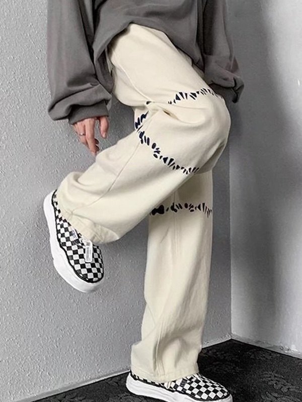 Lose Jeans mit Splash-Print für Herren