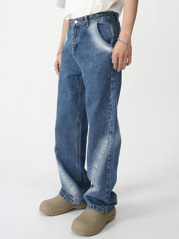 Herren-Jeans mit geradem Bein in Tie-Dye-Blau