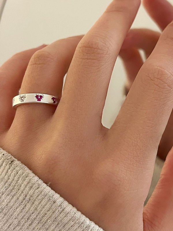 Strass-Herz-Charme-Manschettenring