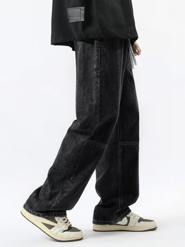 Lose Herrenjeans mit Buchstabenstickerei und Kordelzug