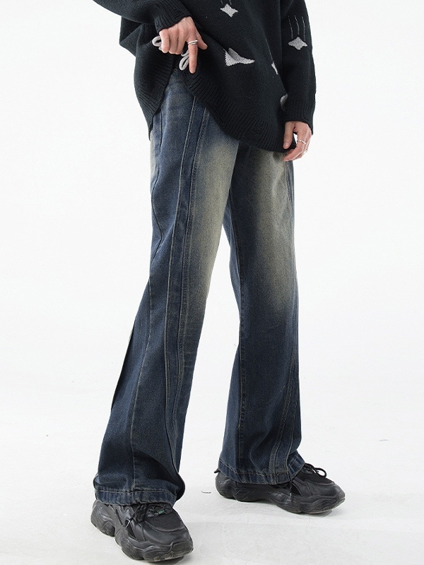 Herren-Jeans mit Vintage-Waschung und Splice-Motiv