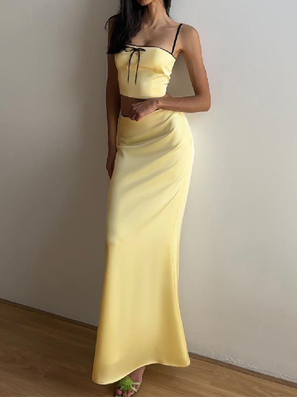 Süßes Trägertop mit sexy Spitze, zweiteilig