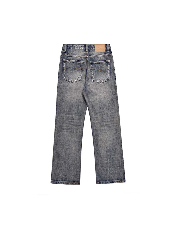 Lockere Jeans im amerikanischen Stil mit verwaschenem und abgenutztem Micro-Speaker-Muster