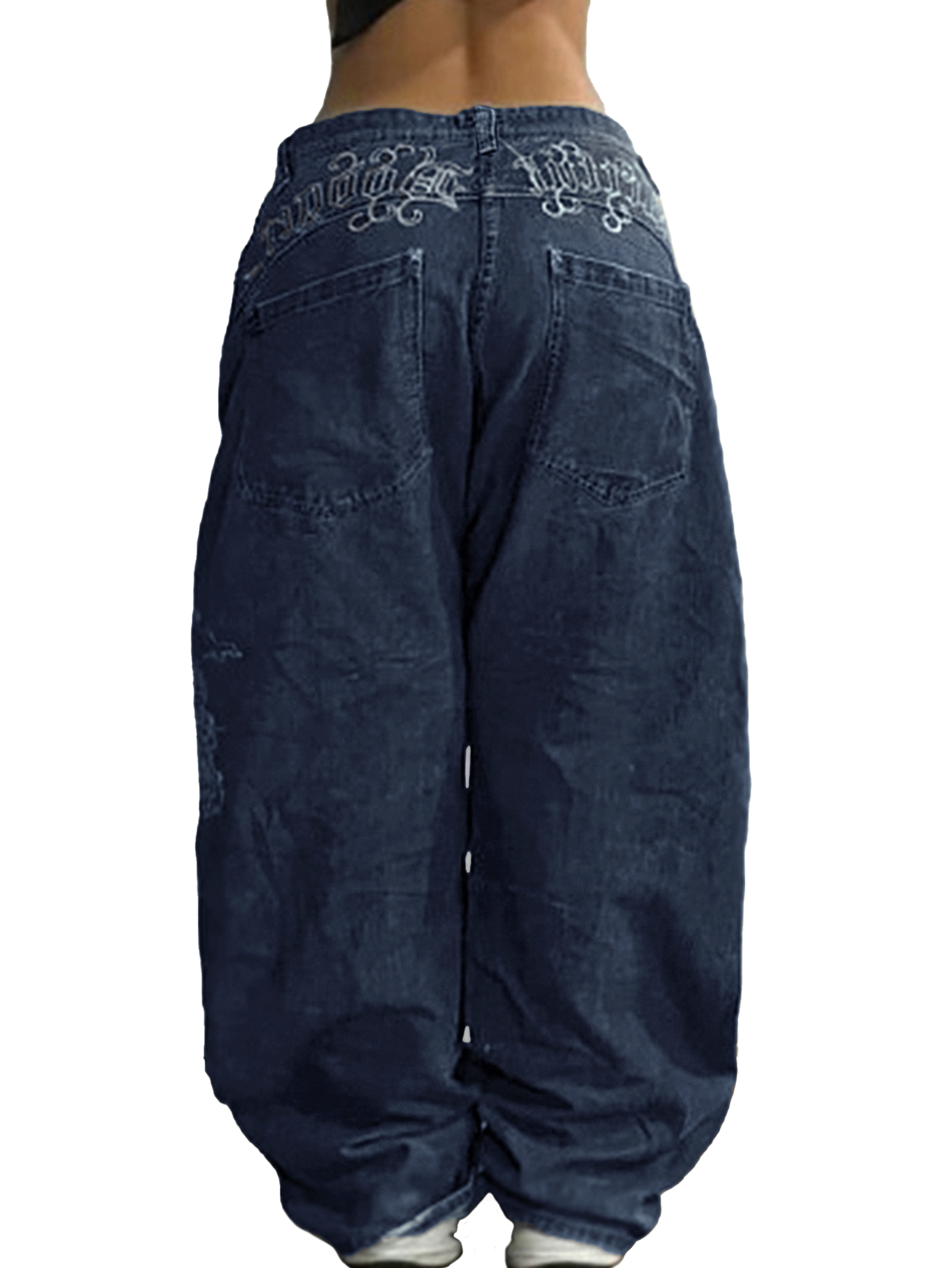 Amerikanische Retro High Street Boyfriendjeans mit weitem Bein