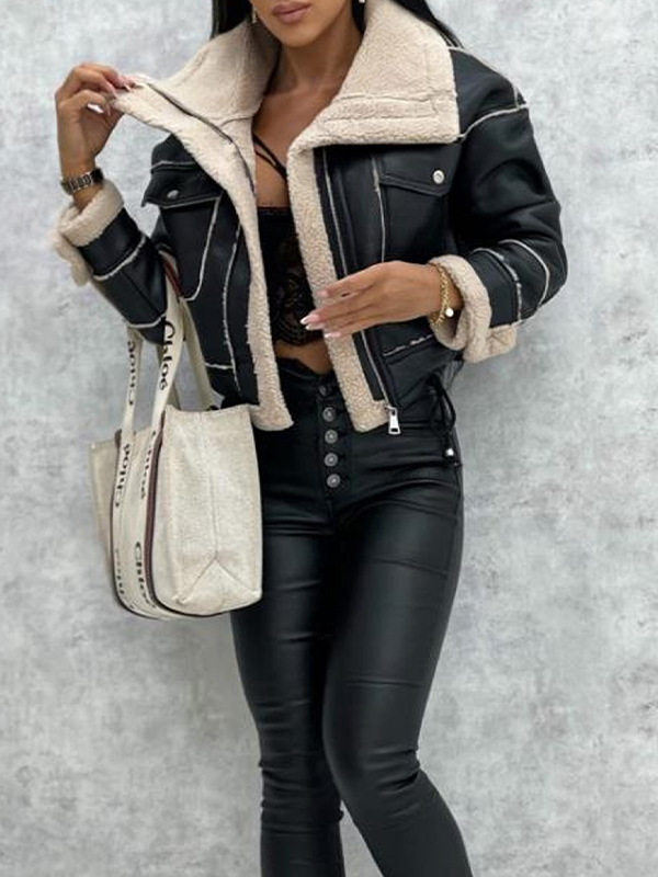 Jacke aus Lammwolle mit kurzem Reißverschluss