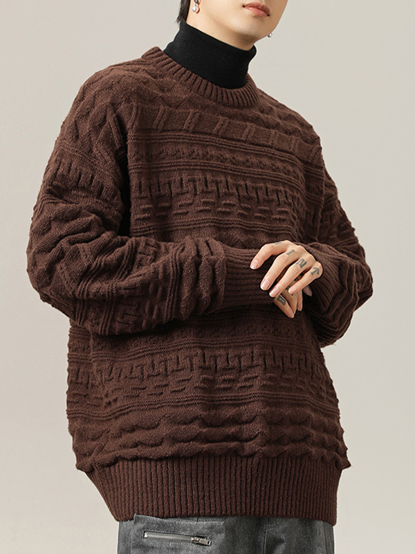 Pullover mit Rundhalsausschnitt und Retro-Zopfmuster