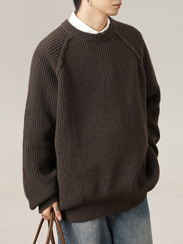 Pullover mit dreidimensionalem Schulterlinien-Design und Rundhalsausschnitt