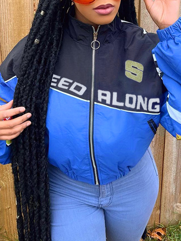 Lässige Street-Style-Jacke mit Farbblock-Print