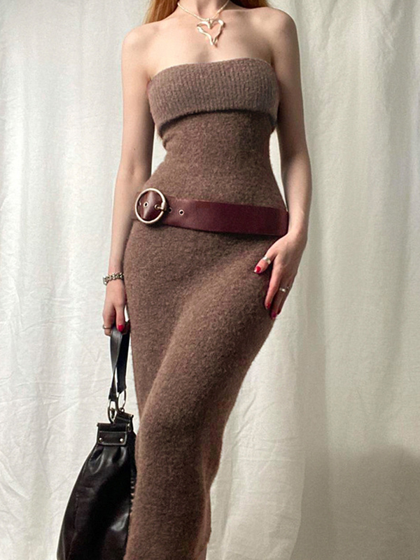 Maxikleid mit Klappe und Temperament-Taille