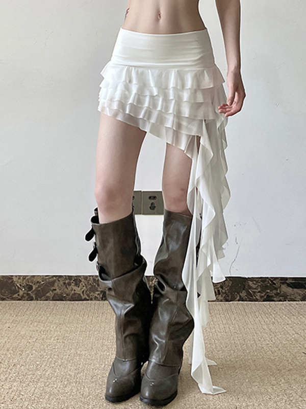 Minirock im Resort-Stil mit unregelmäßigen Rüschen