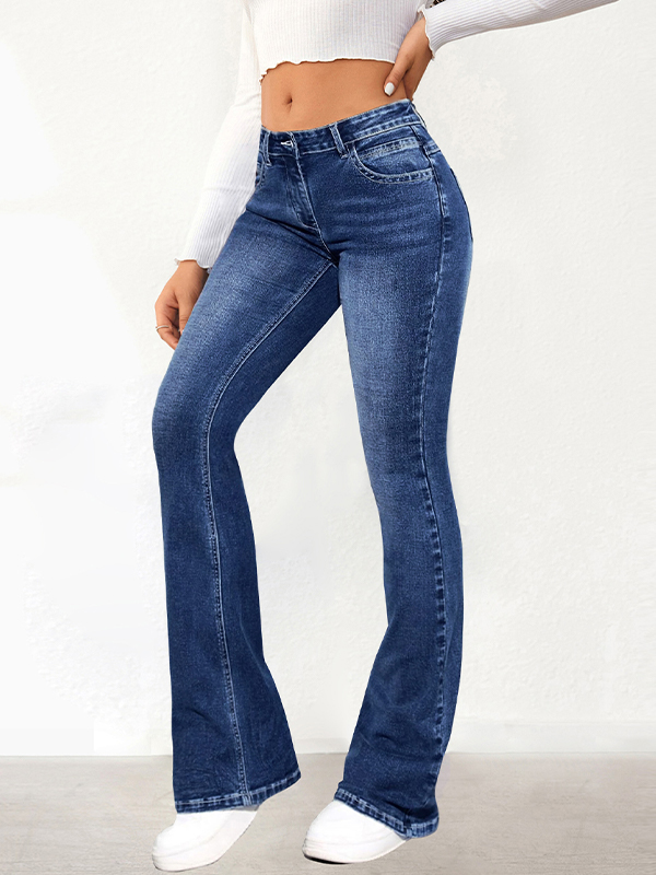 Verwaschene Slim Fit Schlagjeans