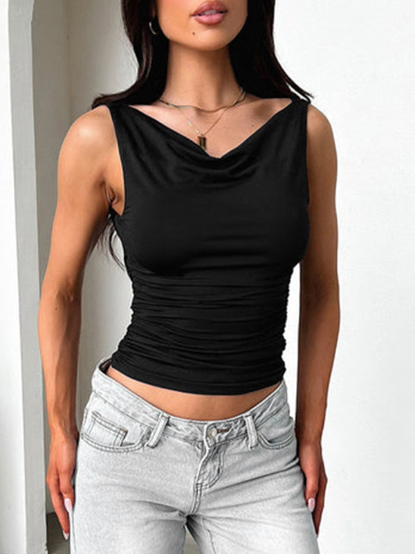 Ärmelloses, rückenfreies Tanktop mit Swing-Ausschnitt