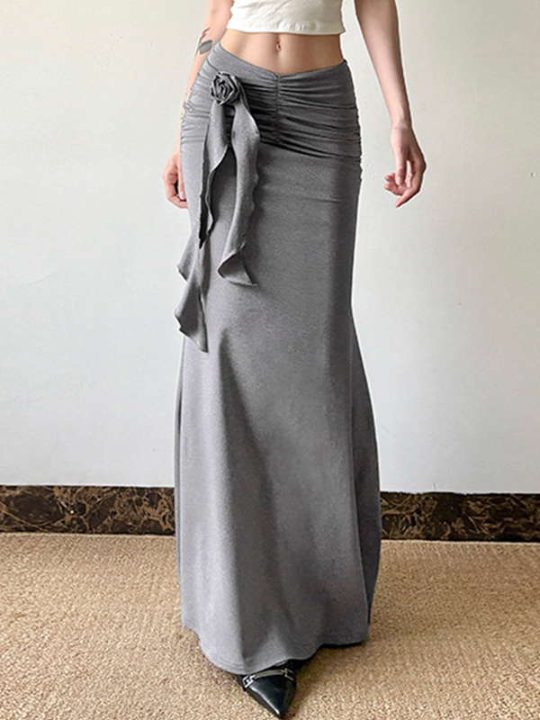 Dreidimensionaler Maxirock mit Rosenrüschen