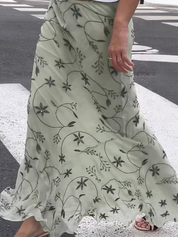 Sanfter Maxirock aus Strick mit Blumenmuster