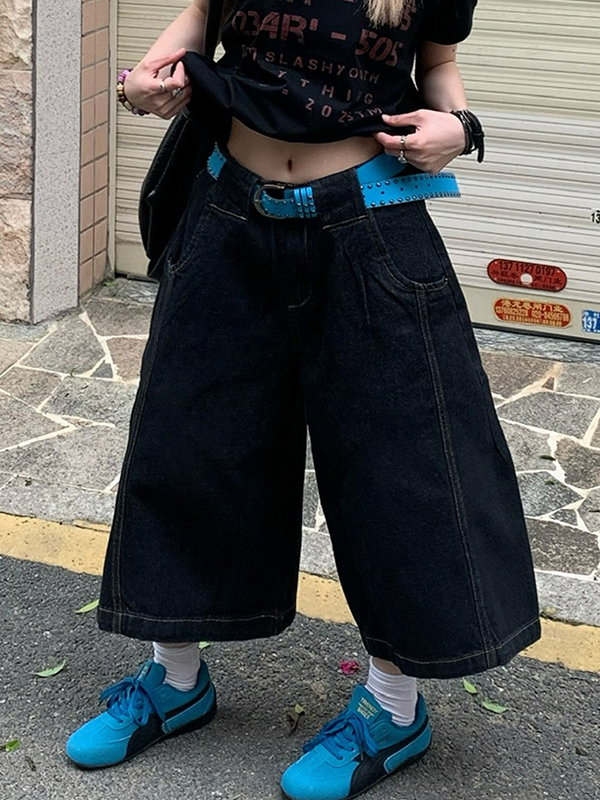 Couple Hundred – Passende Jeansshorts mit weitem Bein