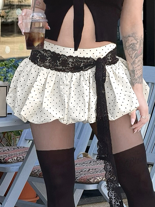 Eleganter französischer Minirock mit Punktemuster