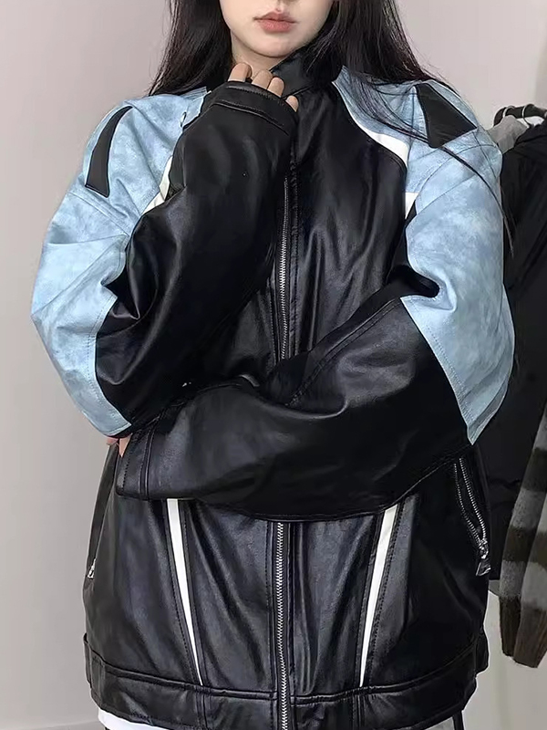 Amerikanische Jacke im Colour-Blocking-Stil