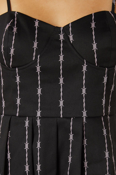 Barb Wire Bustier Plisserad Klänning