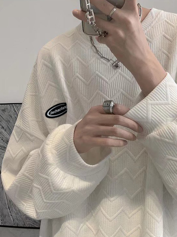 Strukturierter Chevron-Pullover für Herren