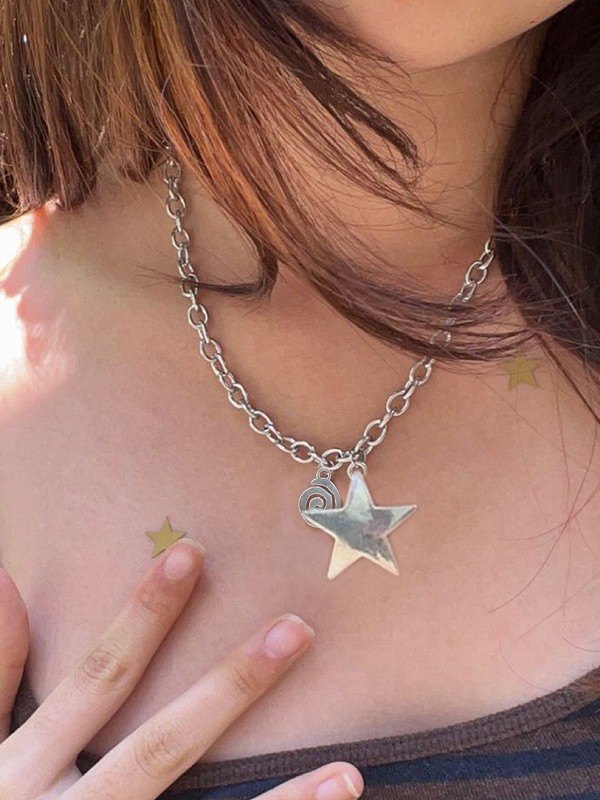 Spiral-Stern-Charme-Halskette