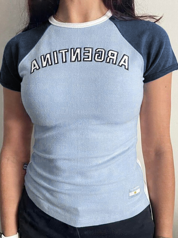 Vintage Raglan Kurzarm Crop Top