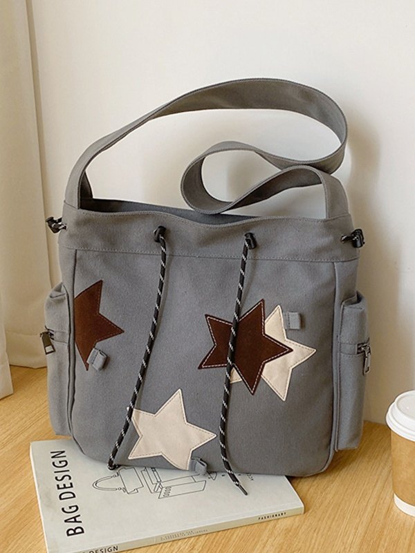 Canvas-Tasche mit kontrastierendem Stern-Print