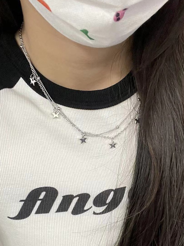 Stern-Halskette mit Stahlkugelperlen