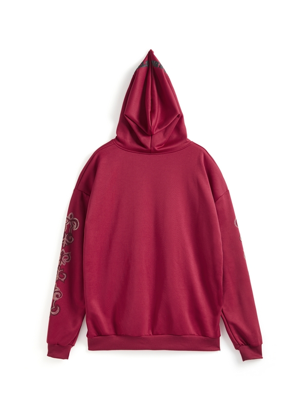 Übergroßer Kapuzenpullover mit Hip-Pop-Strassstickerei