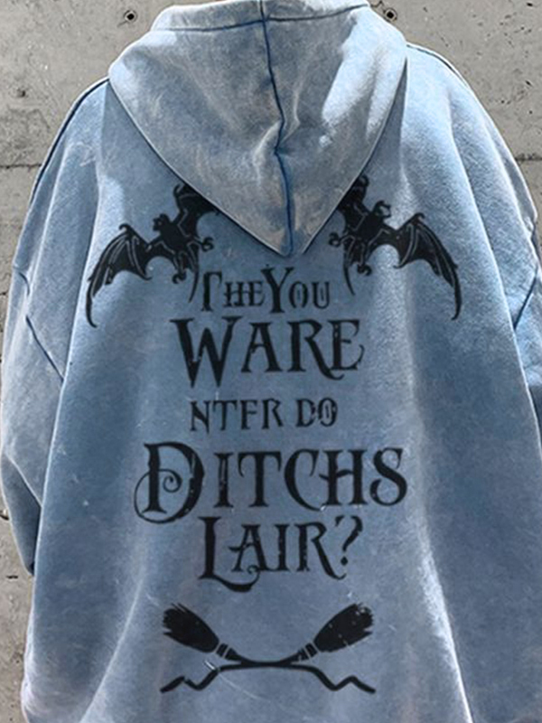 Übergroßer Kapuzenpullover für Herren mit verwaschenem Distressed-Print