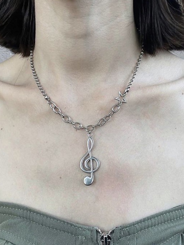 Sternkette mit Musiknoten-Anhänger, gespleißte Halskette