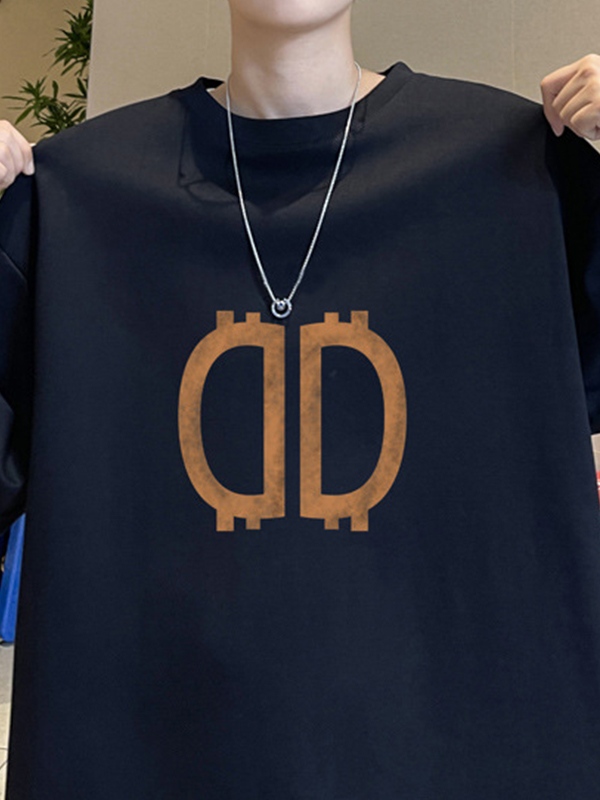 Übergroßes Kurzarm-T-Shirt aus Wildleder mit Buchstaben für Herren