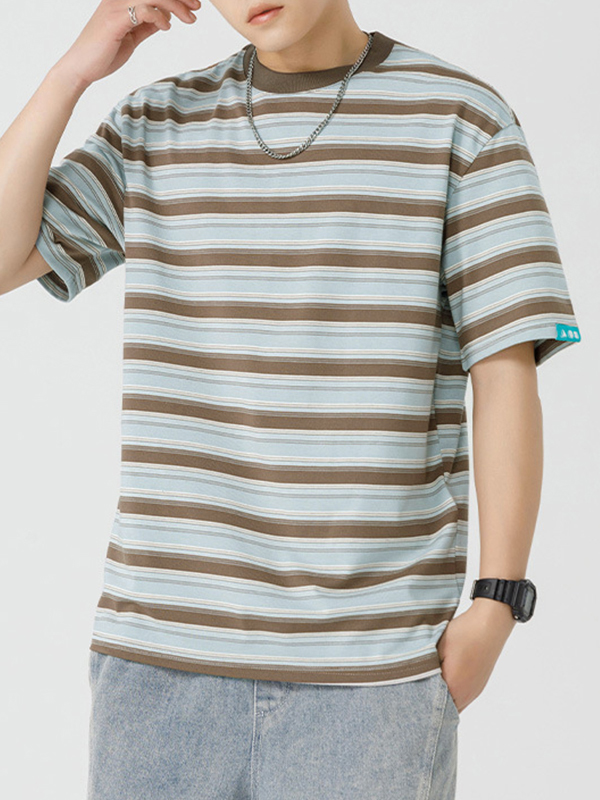 Übergroßes Kurzarm-T-Shirt für Herren mit Streifendruck