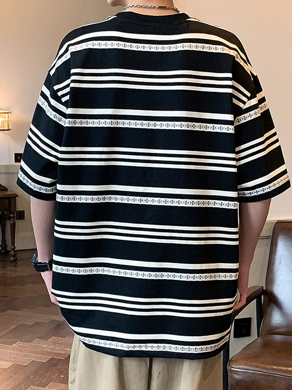 Übergroßes, kurzärmliges T-Shirt mit Street-Streifen-Print für Herren